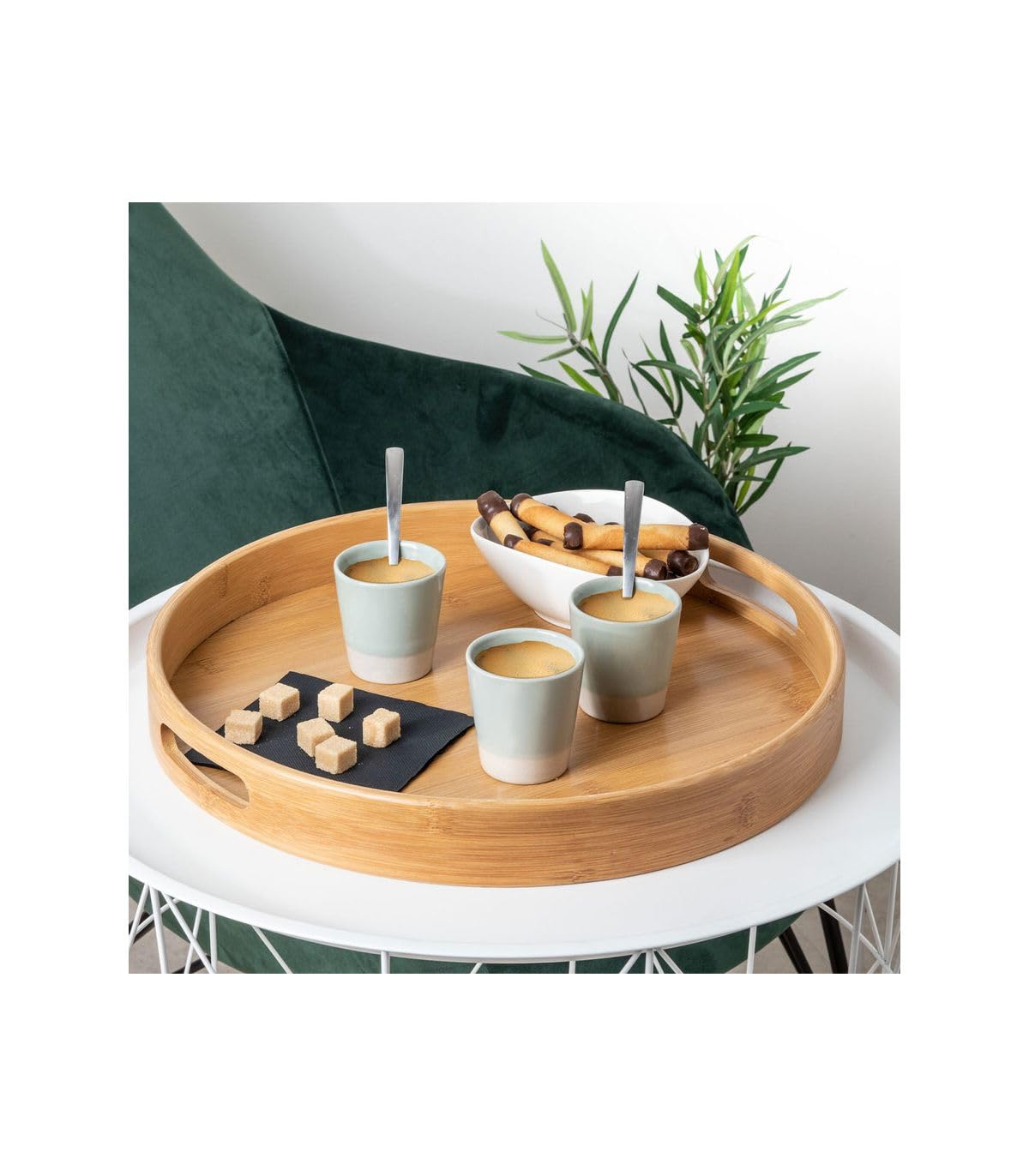  111537 Круглый поднос из бамбука