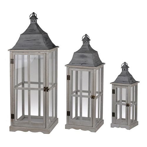 Lanterns with window gray set/3