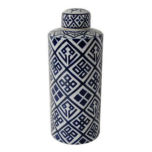 Lidded vase blue-white Valora