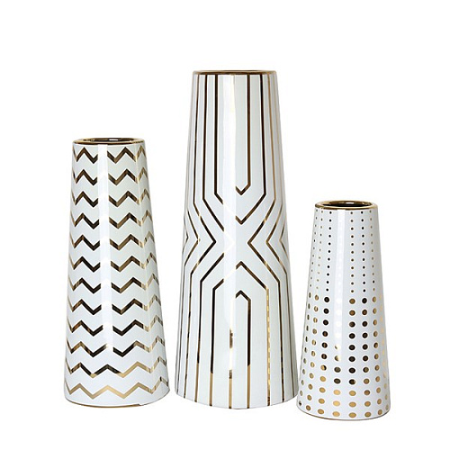 Vase white geometry ceramics FA-D1993B