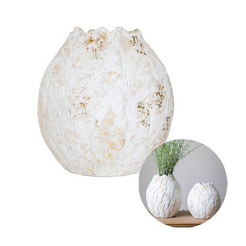 White vase with epoxy resin insert