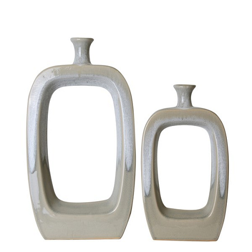 Vase square gray ceramics FA-D1939A