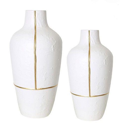 Vase white with gold ceramics